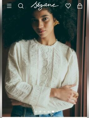 Sezane White Embroidered Bamba Shirt Size 4 BNWT